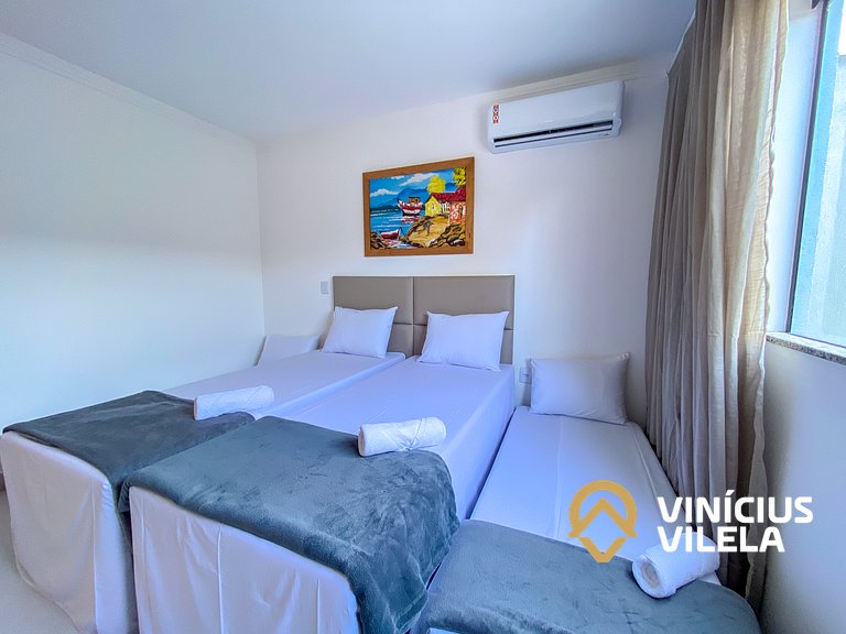 Apê Térreo 2Q prox. a praia de Taperapuã (Axé Moi)