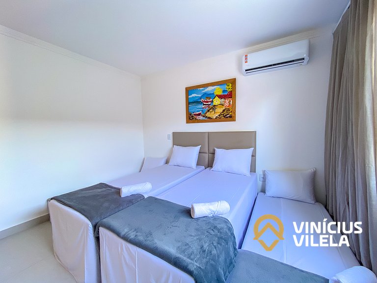 Apê Térreo 2Q prox. a praia de Taperapuã (Axé Moi)