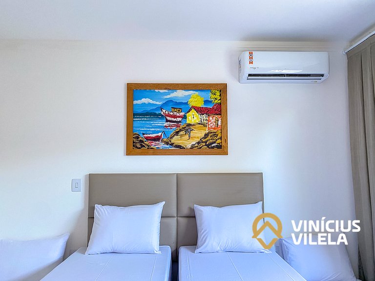 Apê Térreo 2Q prox. a praia de Taperapuã (Axé Moi)