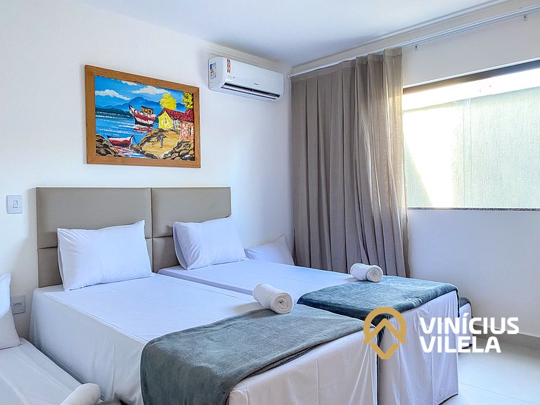 Apê Térreo 2Q prox. a praia de Taperapuã (Axé Moi)