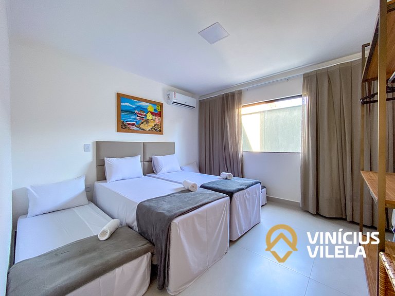 Apê Térreo 2Q prox. a praia de Taperapuã (Axé Moi)