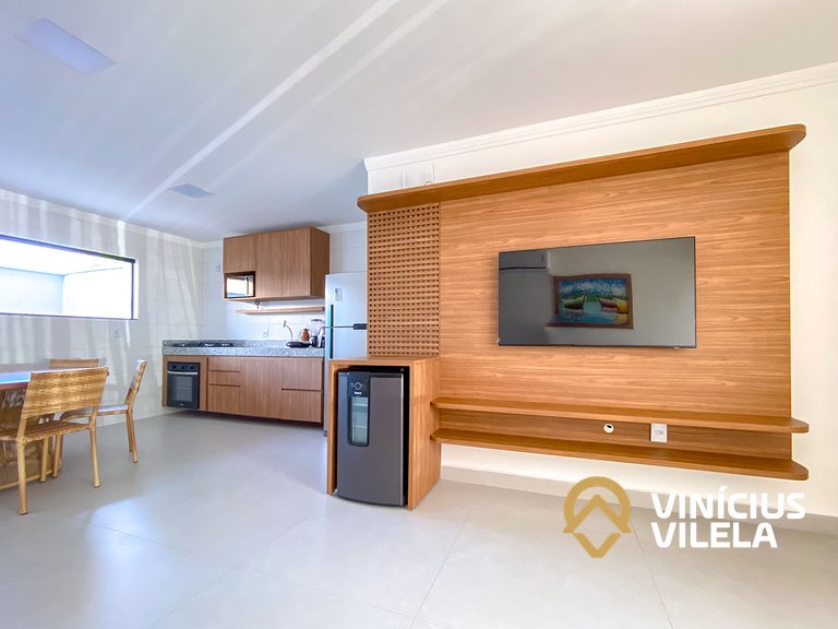 Apê Térreo 2Q prox. a praia de Taperapuã (Axé Moi)