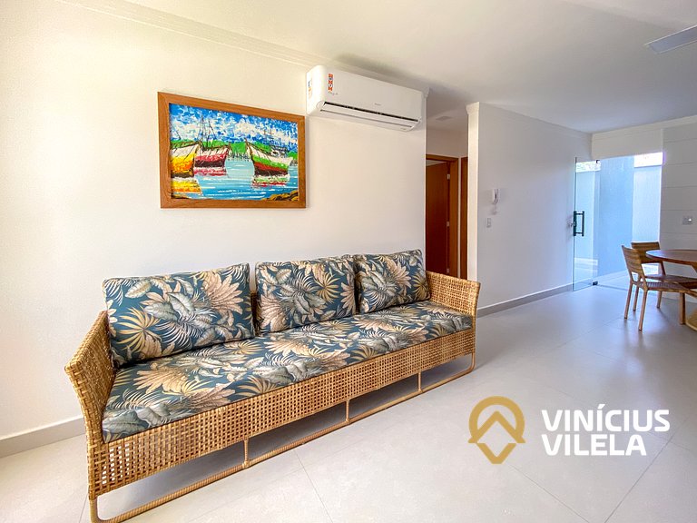 Apê Térreo 2Q prox. a praia de Taperapuã (Axé Moi)