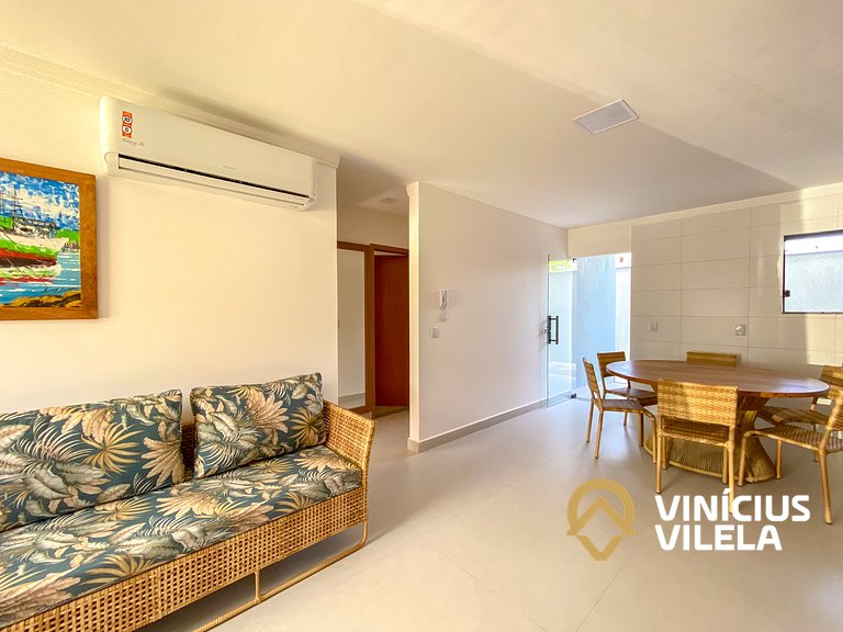 Apê Térreo 2Q prox. a praia de Taperapuã (Axé Moi)