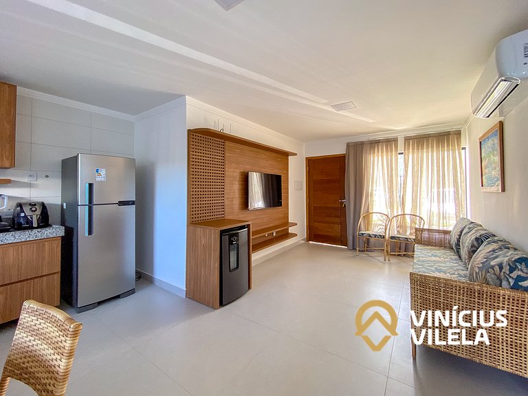 Apê Térreo 2Q prox. a praia de Taperapuã (Axé Moi)