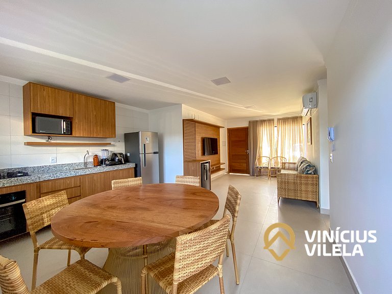 Apê Térreo 2Q prox. a praia de Taperapuã (Axé Moi)