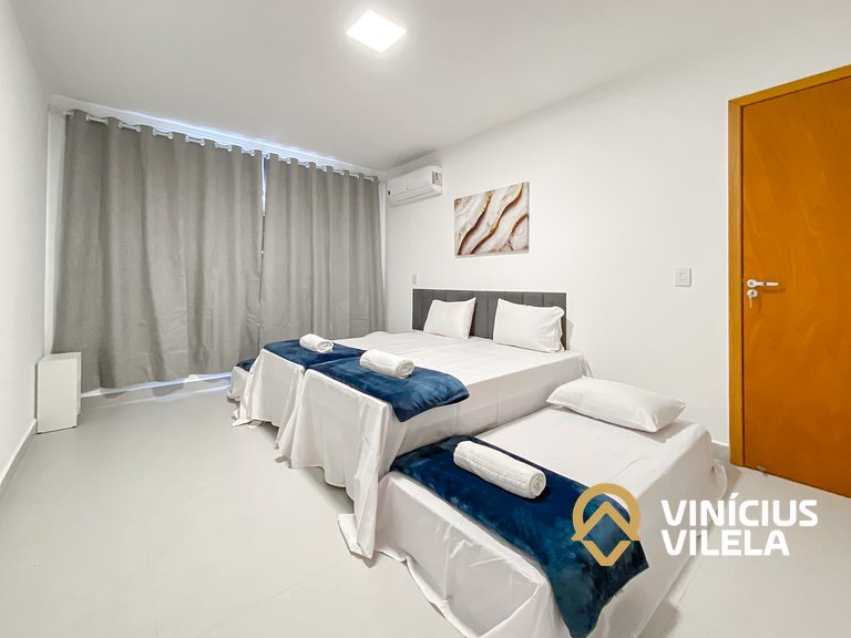 Apê Térreo 3Q prox. a praia de Taperapuã (Axé Moi)