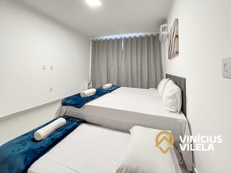 Apê Térreo 3Q prox. a praia de Taperapuã (Axé Moi)