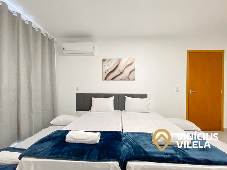 Apê Térreo 3Q prox. a praia de Taperapuã (Axé Moi)