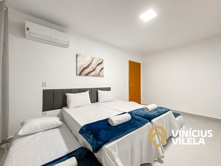 Apê Térreo 3Q prox. a praia de Taperapuã (Axé Moi)