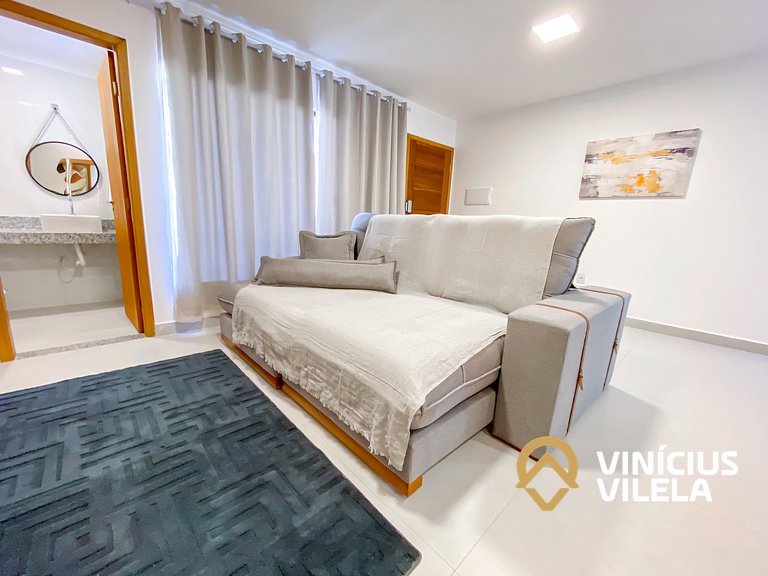 Apê Térreo 3Q prox. a praia de Taperapuã (Axé Moi)