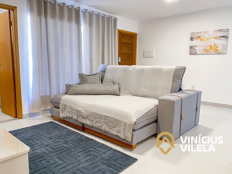 Apê Térreo 3Q prox. a praia de Taperapuã (Axé Moi)