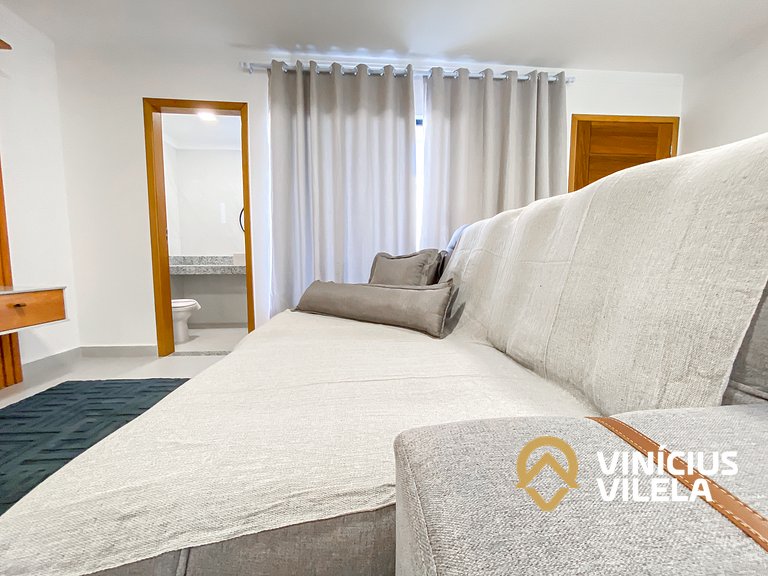 Apê Térreo 3Q prox. a praia de Taperapuã (Axé Moi)