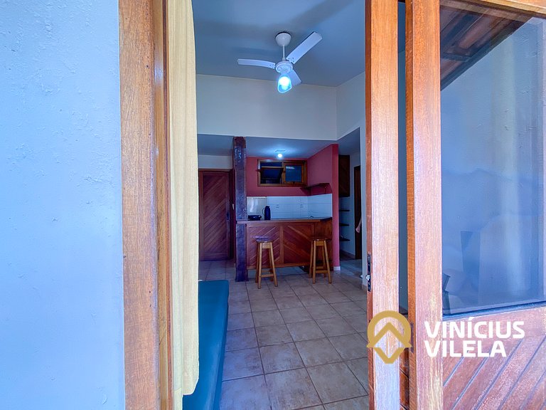 Flat 1Q a 100m da praia de Taperapuã