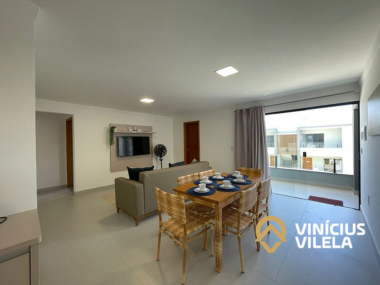 Apê com 3Q prox. a praia de Taperapuã (Axé Moi)