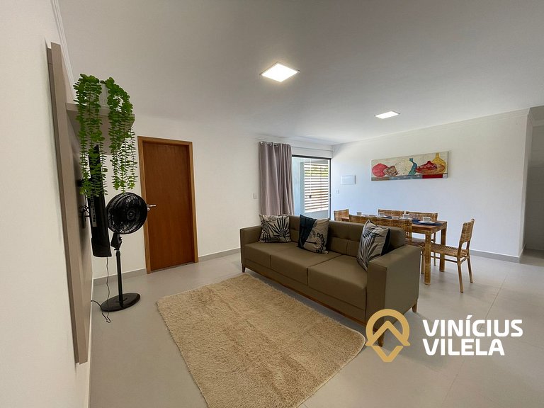 Apê com 3Q prox. a praia de Taperapuã (Axé Moi)