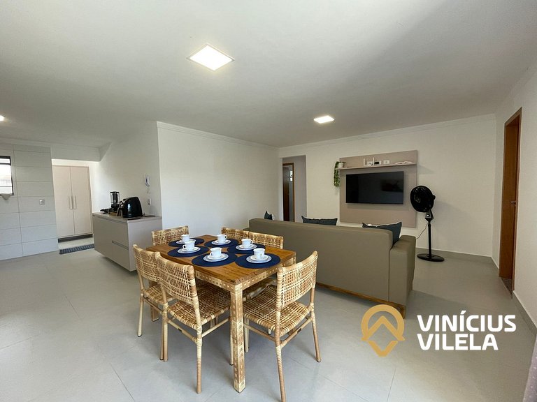 Apê com 3Q prox. a praia de Taperapuã (Axé Moi)