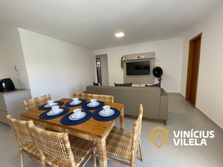 Apê com 3Q prox. a praia de Taperapuã (Axé Moi)