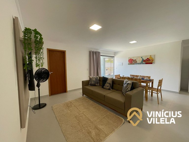 Apê com 3Q prox. a praia de Taperapuã (Axé Moi)