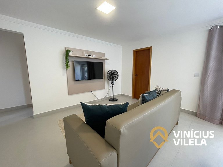 Apê com 3Q prox. a praia de Taperapuã (Axé Moi)