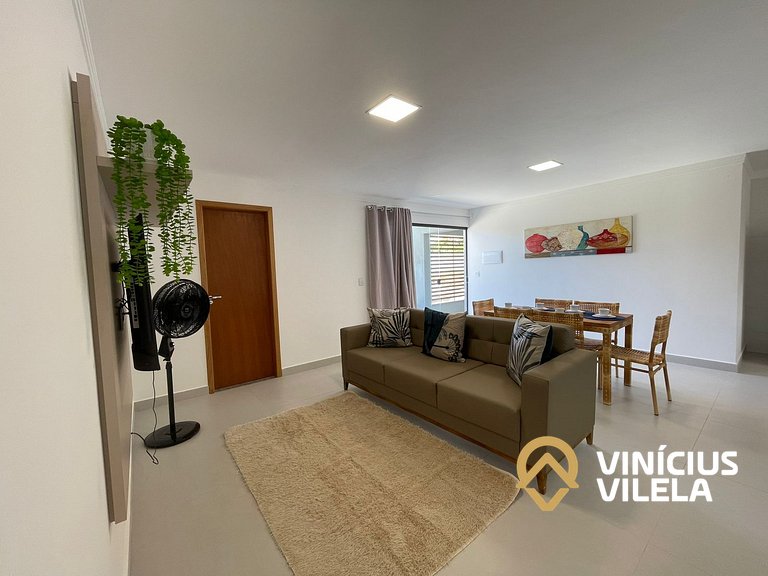 Apê com 3Q prox. a praia de Taperapuã (Axé Moi)