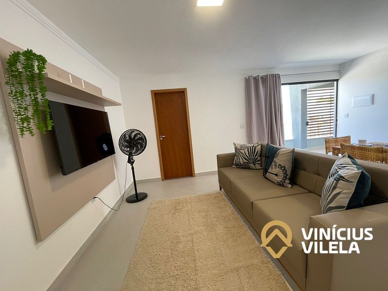 Apê com 3Q prox. a praia de Taperapuã (Axé Moi)