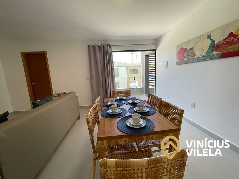 Apê com 3Q prox. a praia de Taperapuã (Axé Moi)