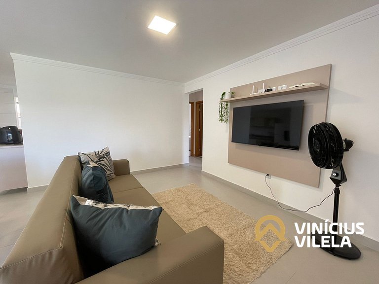 Apê com 3Q prox. a praia de Taperapuã (Axé Moi)