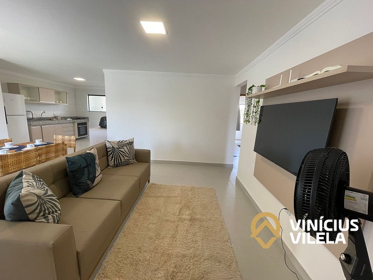 Apê com 3Q prox. a praia de Taperapuã (Axé Moi)