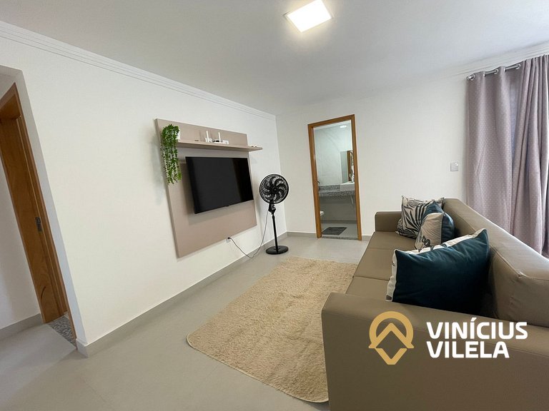 Apê com 3Q prox. a praia de Taperapuã (Axé Moi)