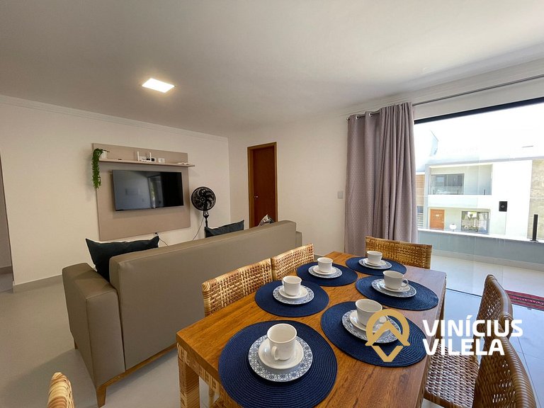 Apê com 3Q prox. a praia de Taperapuã (Axé Moi)