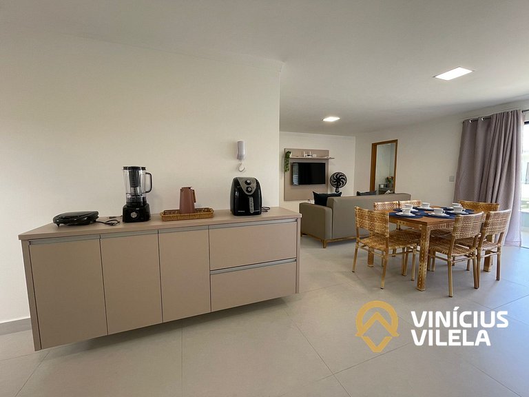 Apê com 3Q prox. a praia de Taperapuã (Axé Moi)