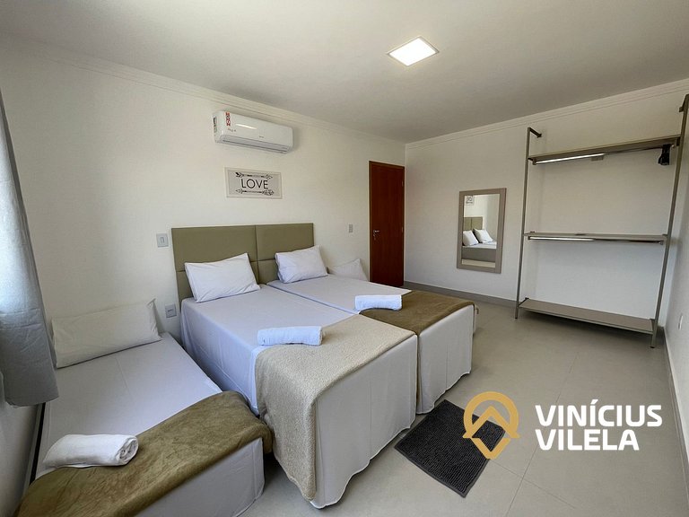 Apê com 3Q prox. a praia de Taperapuã (Axé Moi)