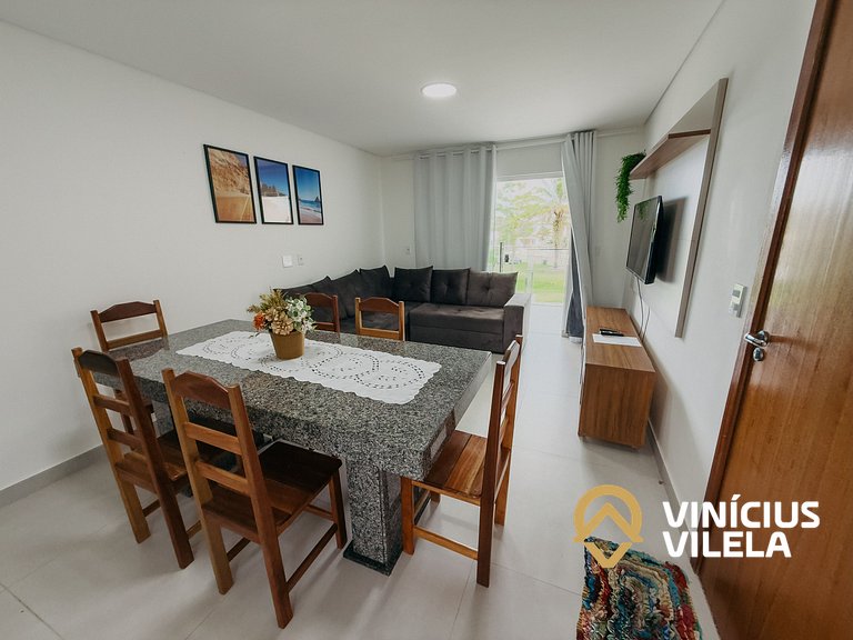 Apê 3Q Frente a praia do Mutá cond. com piscina