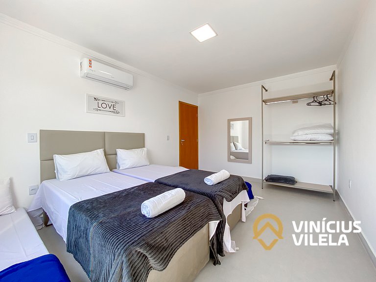 Apê com 3Q prox. a praia de Taperapuã (Axé Moi)