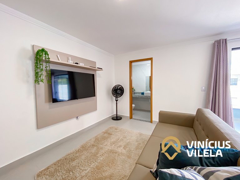 Apê com 3Q prox. a praia de Taperapuã (Axé Moi)