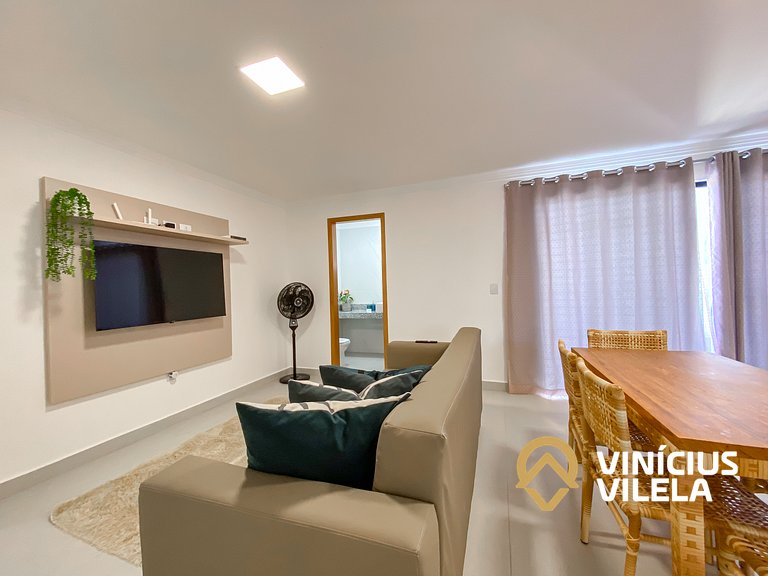 Apê com 3Q prox. a praia de Taperapuã (Axé Moi)