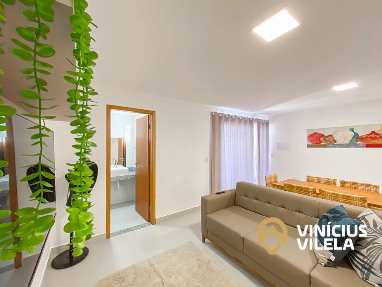 Apê com 3Q prox. a praia de Taperapuã (Axé Moi)