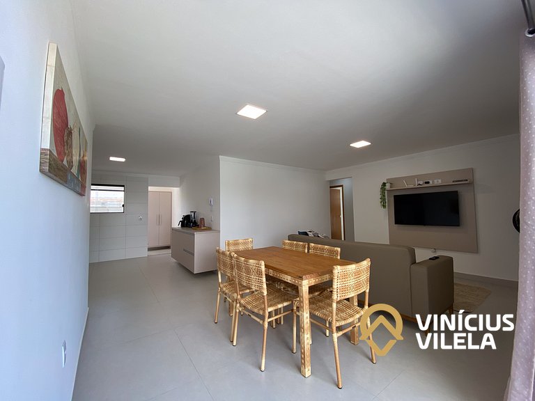 Apê com 3Q prox. a praia de Taperapuã (Axé Moi)