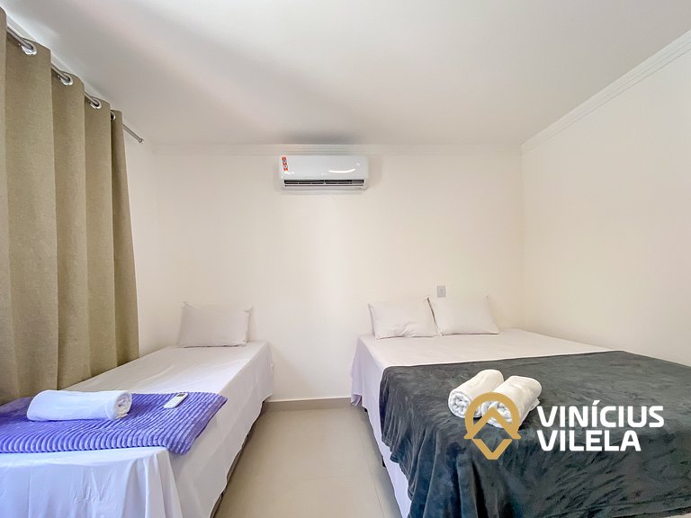 Apê Térreo 2Q prox. a praia de Taperapuã (Axé Moi)