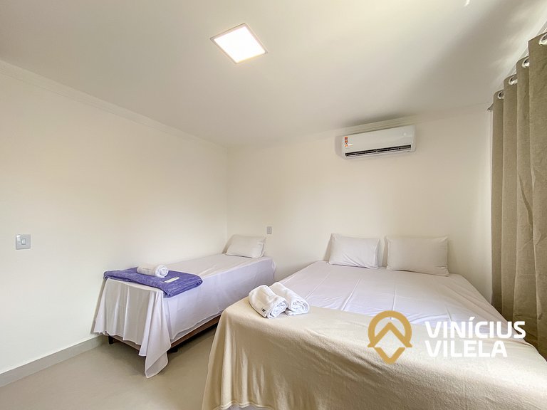 Apê Térreo 2Q prox. a praia de Taperapuã (Axé Moi)