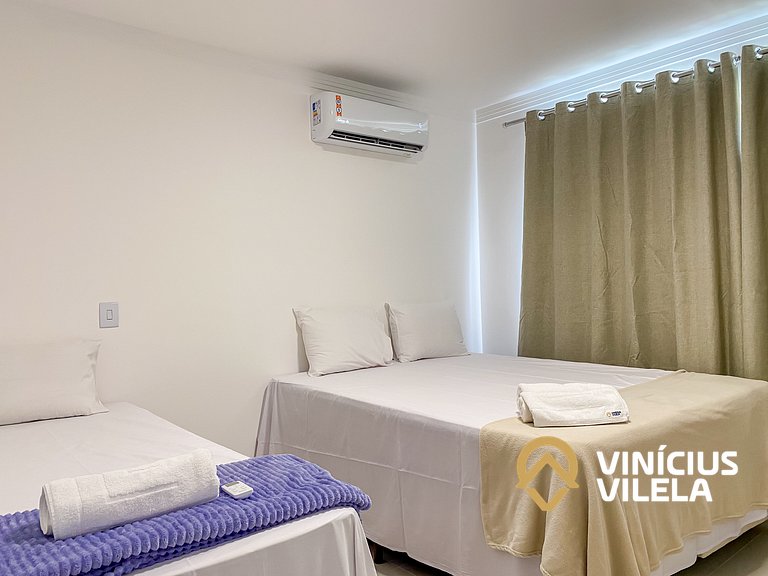 Apê Térreo 2Q prox. a praia de Taperapuã (Axé Moi)