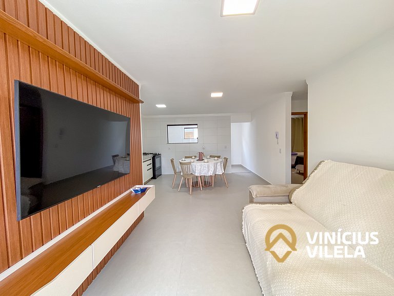 Apê Térreo 2Q prox. a praia de Taperapuã (Axé Moi)