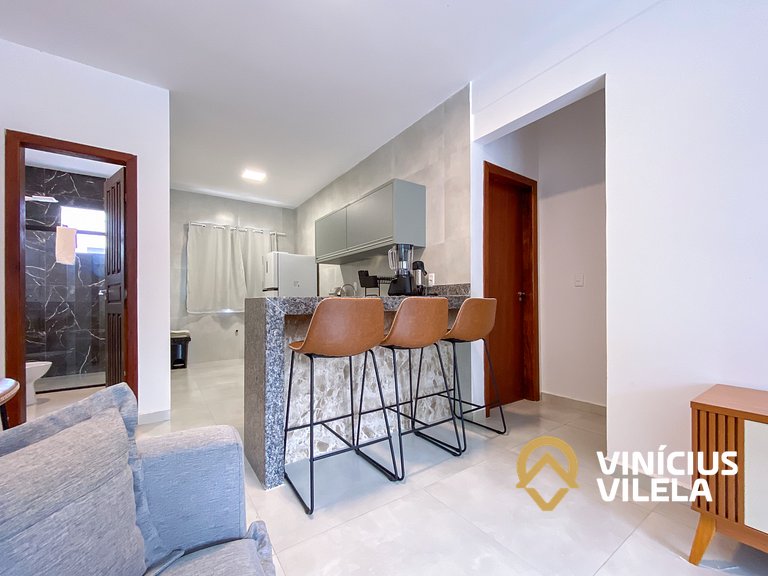 Apto 2(Q), próx a praia de Taperapuã.