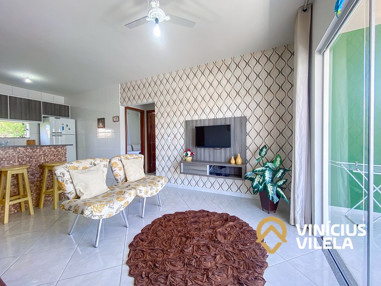 Apto 2Q Pav.Superior a 900m da Praia de Taperapuã