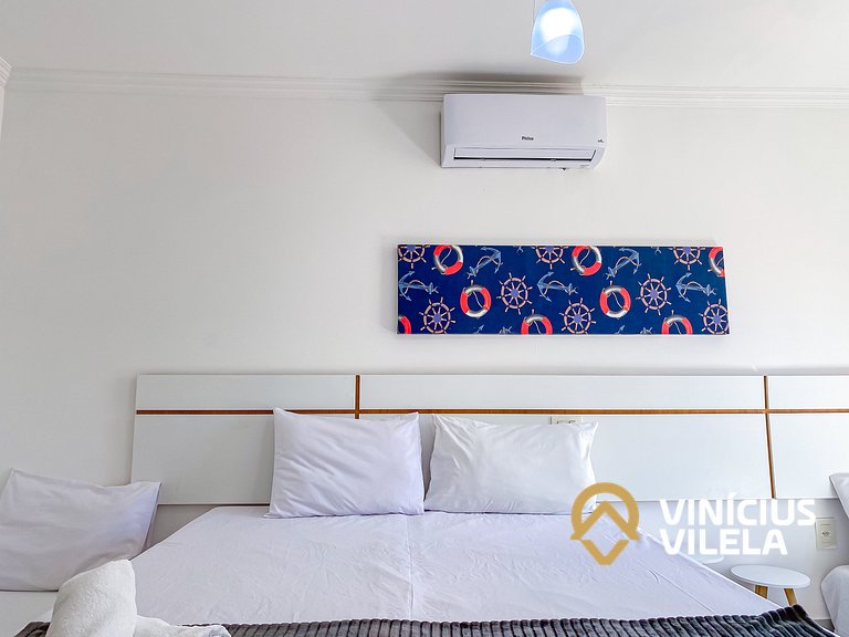 Flat 1 suíte, sala climatizada praia de Taperapuã