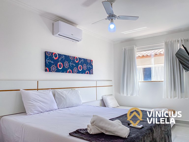 Flat 1 suíte, sala climatizada praia de Taperapuã