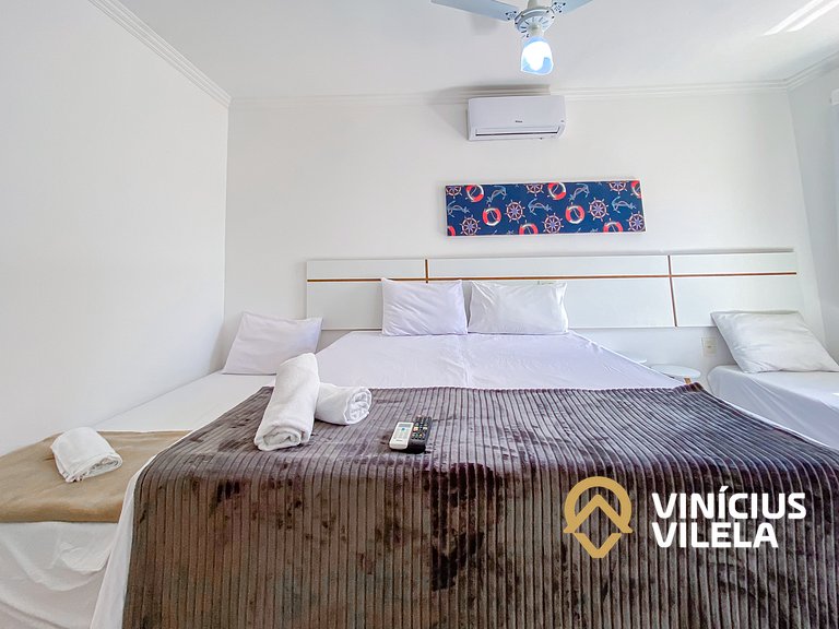 Flat 1 suíte, sala climatizada praia de Taperapuã