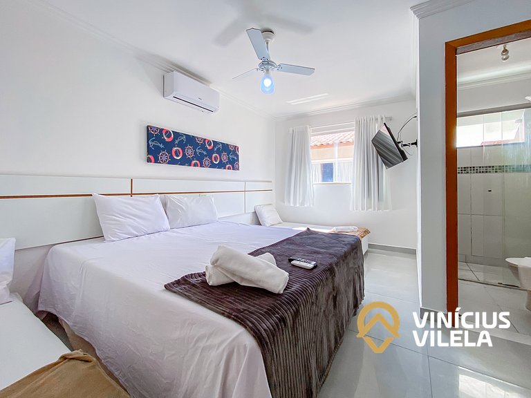 Flat 1 suíte, sala climatizada praia de Taperapuã