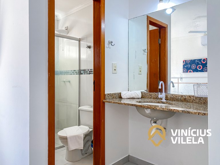 Flat 1 suíte, sala climatizada praia de Taperapuã